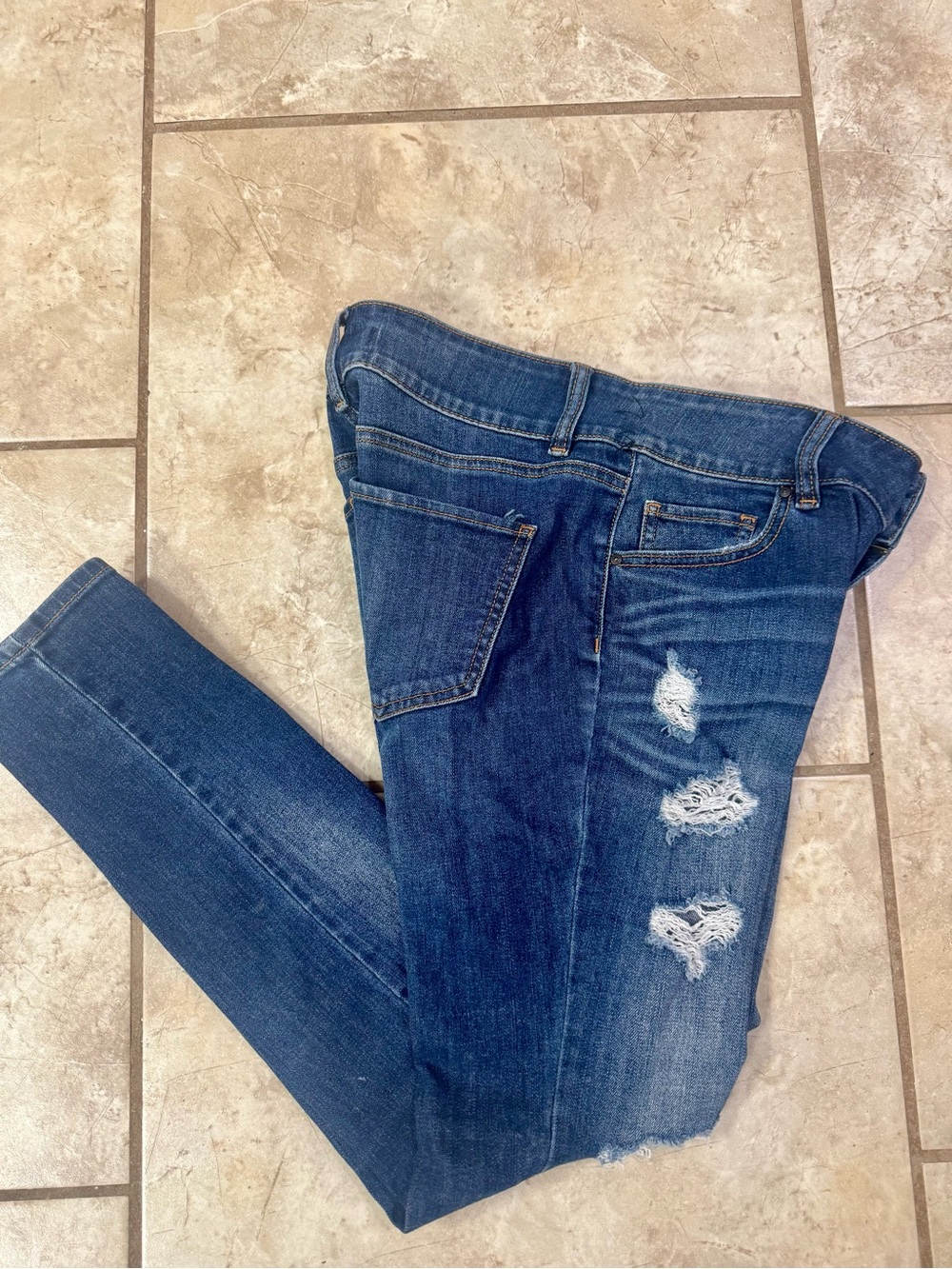 refuge Blue Skinny Jeans with Distressed Rips